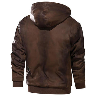 Herren-Lederjacke mit Kapuze